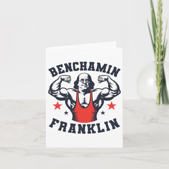 Cartão Benjamin Benchamin Franklin Bench Press Bodybuildi (Frente)