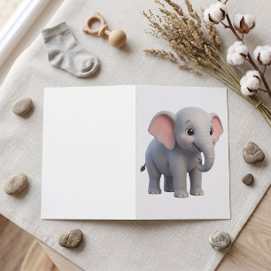 Cartão Berçário de Elefante Bebê Fofo Cartoon