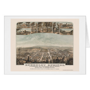 Cartão Berkeley Springs, mapa panorâmico de WV - 1889