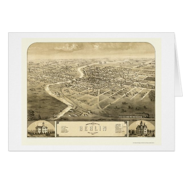 Cartão Berlim, mapa panorâmico dos WI - 1867 (Frente Horizontal)