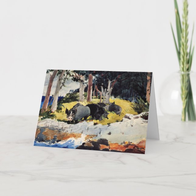 Cartão Bermudas Settlers, uma pintura de Winslow Homer, (Frente)