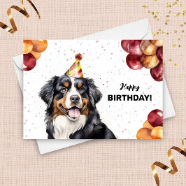 Cartão Bernese Mountain Dog Balloons Partido Hábito