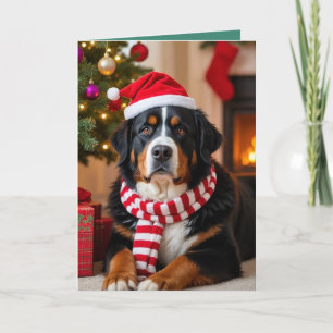 Cartão Bernese Mountain Dog Natal