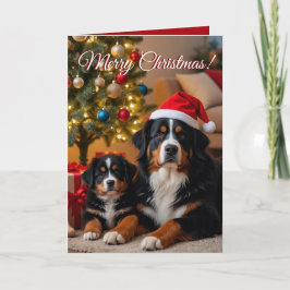 Cartão Bernese Mountain Dog Natal