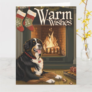 Cartão Bernese Mountain no Natal da neve