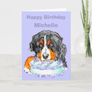 Cartão Bernese Mt Dog Aniversário PERSONALIZA