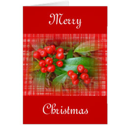 Cartão Berries de Honeysuckle de Natal em Cotton Cloth
