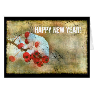 Cartão Berry Cold Grunge, Feliz ano novo!
