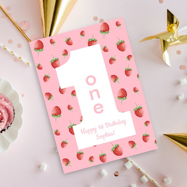 Cartão Berry First Strawberry Happy Birthday Card (Criador carregado)