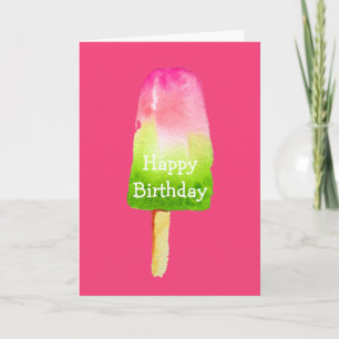 Cartão Berry popsicle cute Summertime watercolor birthday
