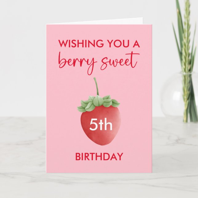 Cartão Berry Sweet Strawberry Happy Birthday Card (Frente)