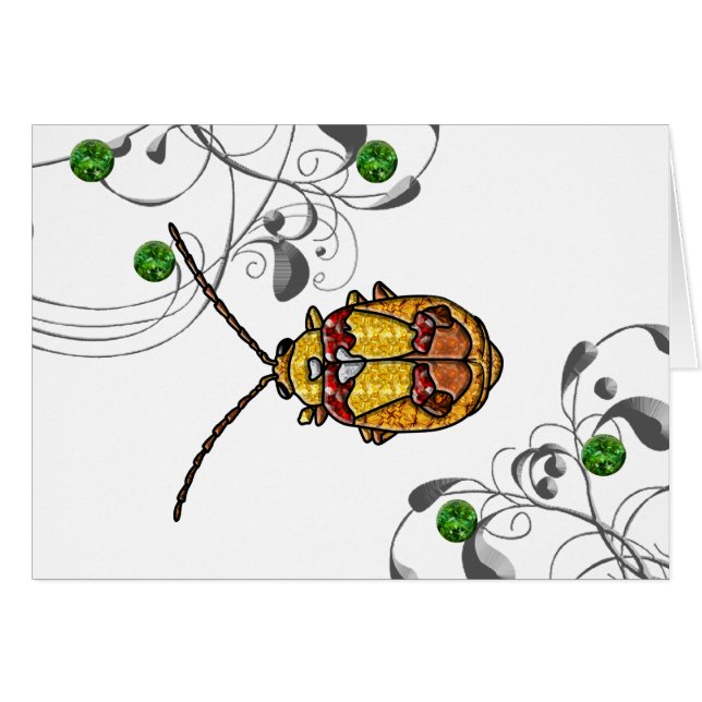 Cartão Besouro de Folha Vermelho (Frente Horizontal)