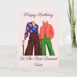 Cartão Best Dressed Adult Twins Birthday