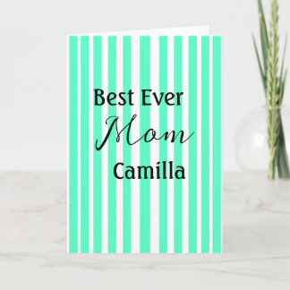 Cartão Best ever mom green stripped pattern pastel neon 