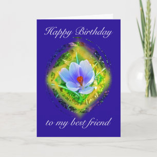 Cartão Best Friend Birthday Blue Crocus