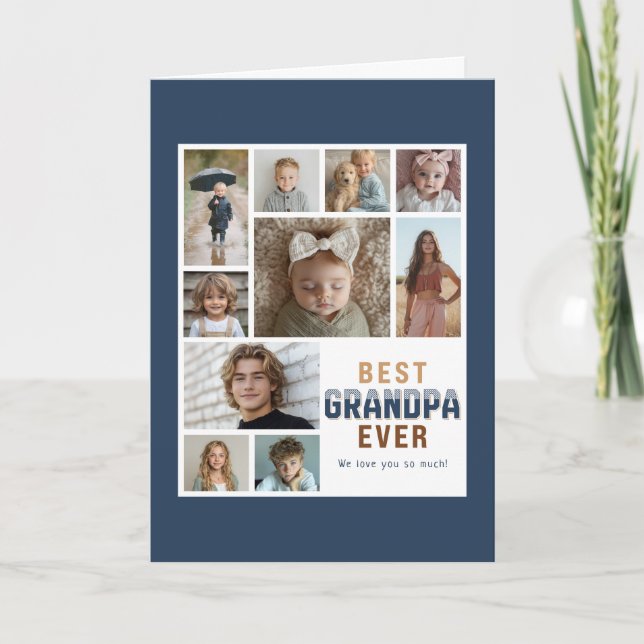 Cartão Best Grandpa Ever 10 Photo Collage  (Frente)