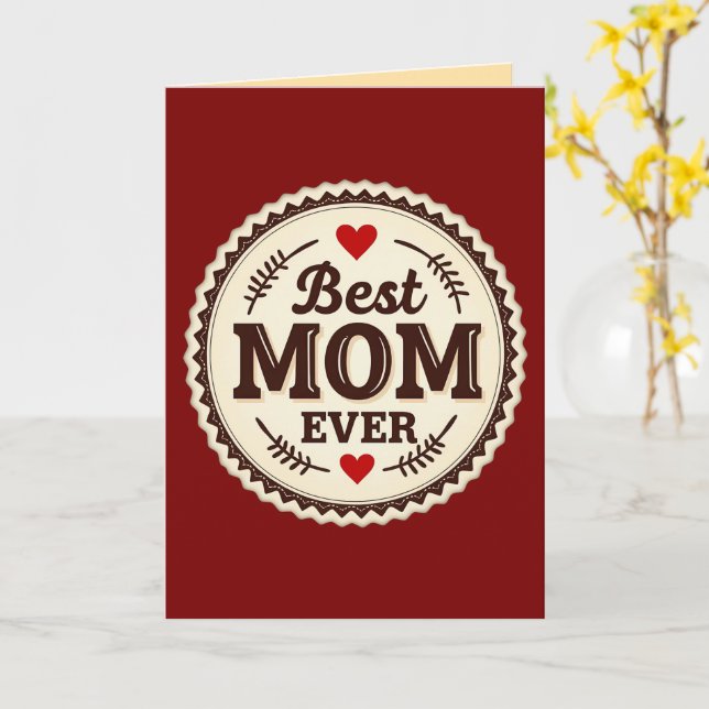 Cartão Best Mom Ever Classic Retro Design (Flor Amarela)