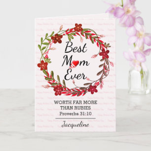 Cartão BEST MOM EVER Prov 31 Floral Mother's Day RED