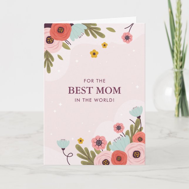 Cartão Best Mom In The World Mother's Day Card (Frente)