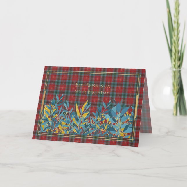 Cartão Best Wishes On Birthday British Columbia Tartan (Frente)