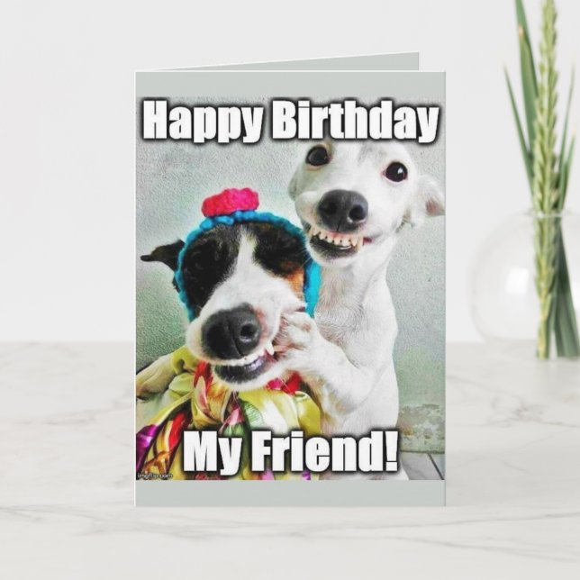 Cartão Bestfriend Funny Cute Dog Birthday Card (Frente)