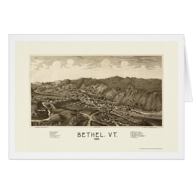 Cartão Bethel, mapa panorâmico do VT - 1886 (Frente Horizontal)