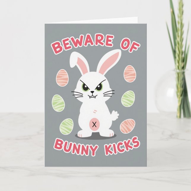 Cartão Beware Bunny Kicks Pattern Card (Frente)