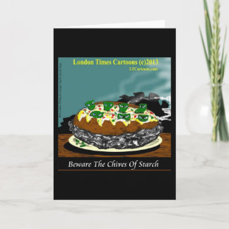 Cartão Beware the Chives of Starch – Funny Foodie Cartoon