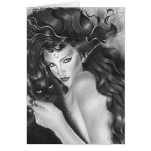 Cartão Bewitched do gatinho