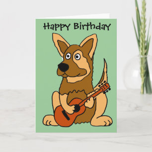 Cartão BH- German shepherd Puppy Tocando Cartoon de Violã