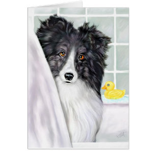 Cartão Bi Black Sheltie Bath