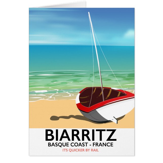 Cartão Biarritz France Beach poster de viagens (Frente)