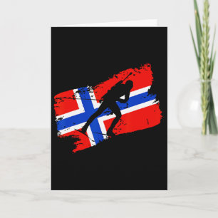 Cartão Biathlon Noruega Bandeira Norueguês Esqui Cross Co