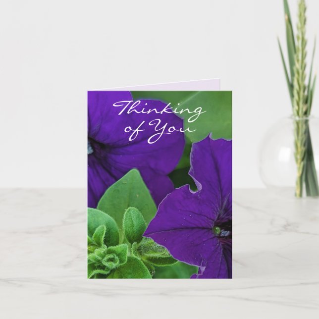 Cartão Bíblia de Fotografia de Flor Roxo Pensando Verso e (Frente)