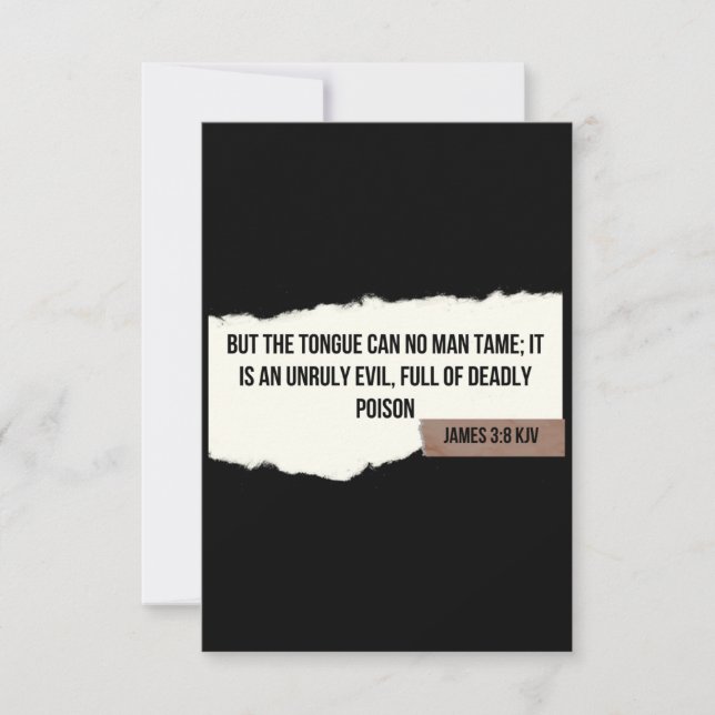 Cartão Bíblia do James 3:8 KJV Verse Flat Greeting Card (Frente)