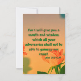 Cartão Bíblia Luke 21:15 KJV Verse Pic Flat Greeting Card