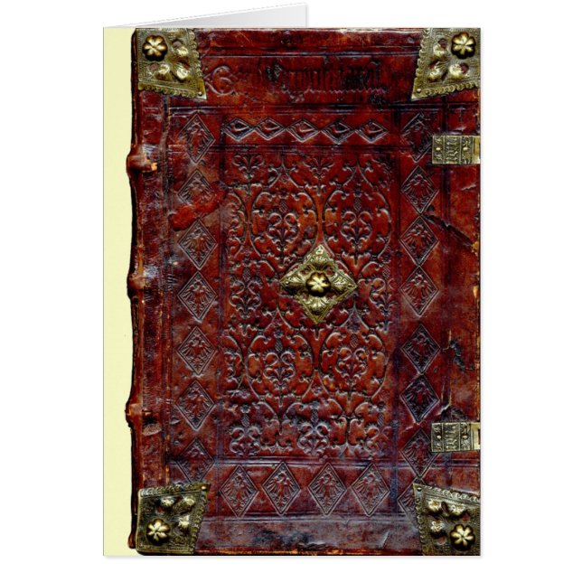 Cartão Bibliófilo Antiquado do Livro de Couros (Frente)