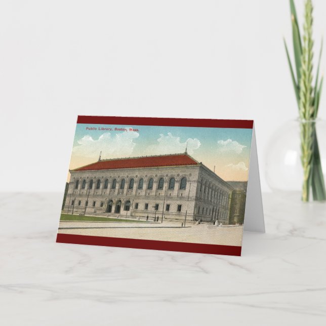 Cartão Biblioteca Pública, Boston 1911 Vintage (Frente)