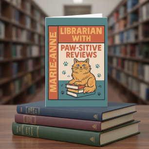 Cartão Bibliotecário Com Avaliações Pata-positivas Gato &