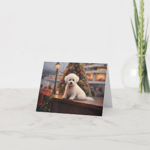 Cartão Bichon Frise de Natal Cruise: Férias Pawsome