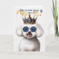 Bichon Frise Dog King para um Dia de Aniversário E