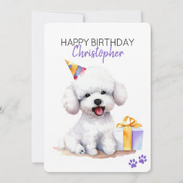 Cartão Bichon Frise Dog Personalizado Feliz Aniversário F