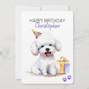 Cartão Bichon Frise Dog Personalizado Feliz Aniversário F