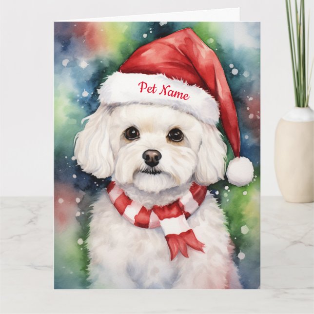 Cartão Bichon Frise Natal Personalizado (Frente)