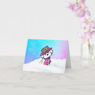 Cartão Bichon Frise Neve Inverno