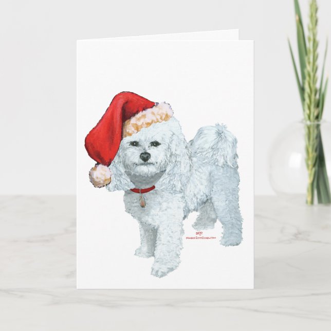 Cartão Bichon Frise Santas Helper (Frente)