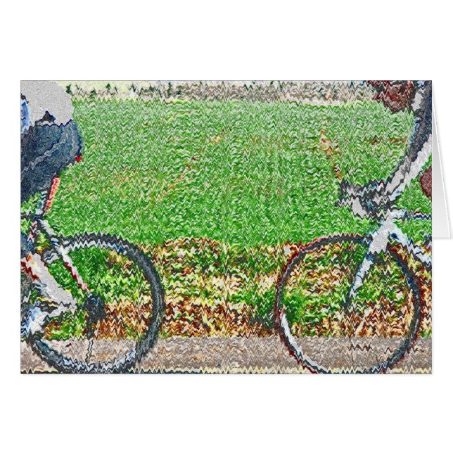 Cartão Bicicleta Arte, 2 Ciclistas e Fundo Verde (Frente Horizontal)