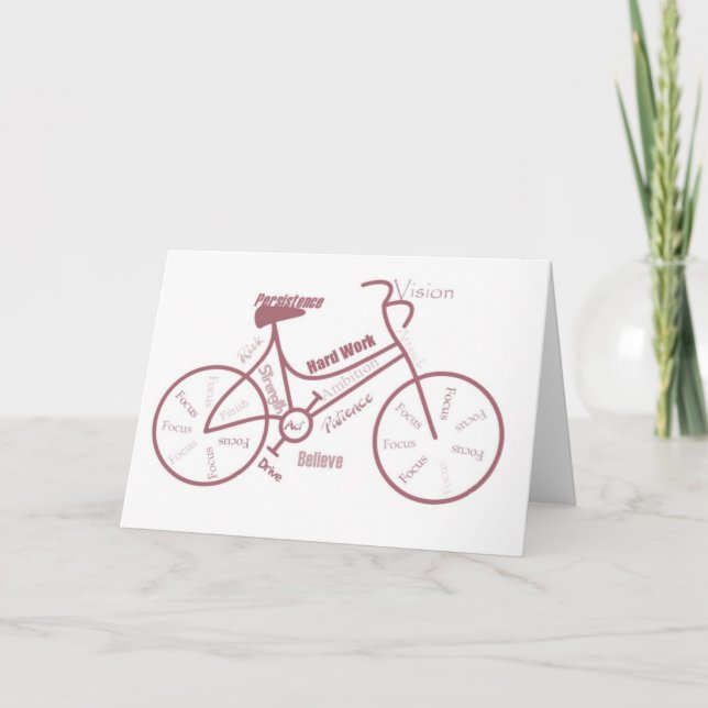 Cartão Bicicleta, Ciclo, Bicicleta, Palavras Motivacionai (Frente)