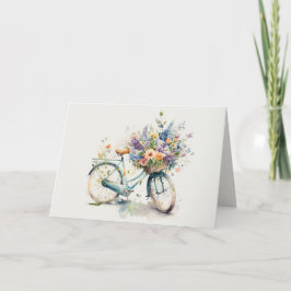 Cartão Bicicleta de Aposentação com Flores