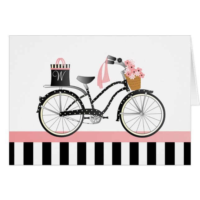 Cartão Bicicleta de bolinhas com saco-presente (Frente Horizontal)